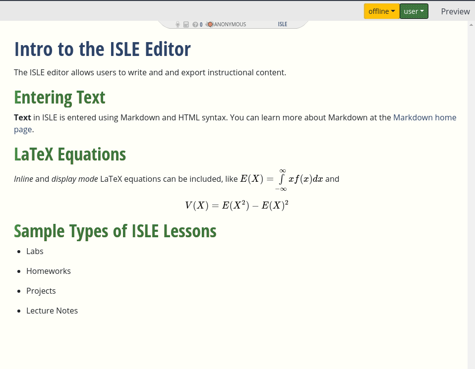 ISLE Text Example
